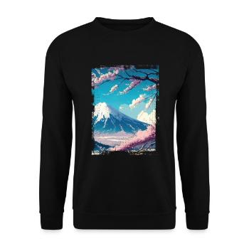 Japan Fuji Cherry Blossom Cherry Tree Natural - Unisex Sweatshirt - black - Front - Alina (178cm) & Michal (187cm)
