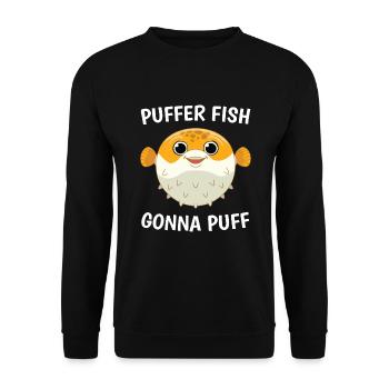 Gonna Puffer Fish Fish Sea - Unisex Sweatshirt - black - Front - Alina (178cm) & Michal (187cm)