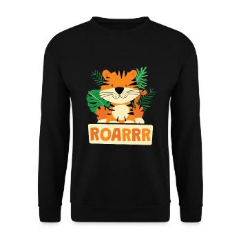 Roarrr Süßer Tiger Raubkatze Kinder - Unisex Pullover - Schwarz - Vorne - Alina (178cm) & Michal (187cm)