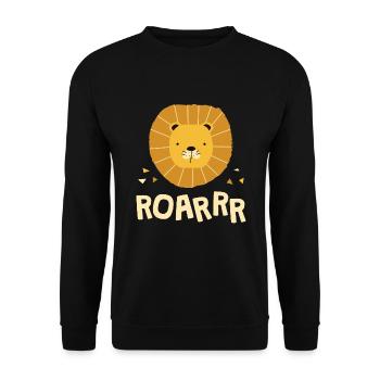Roarrr Lion Big Cat Children - Unisex Sweatshirt - black - Front - Alina (178cm) & Michal (187cm)