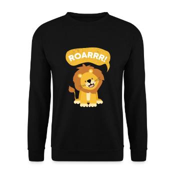 Roarrr Lion Big Cat Children - Unisex Sweatshirt - black - Front - Alina (178cm) & Michal (187cm)