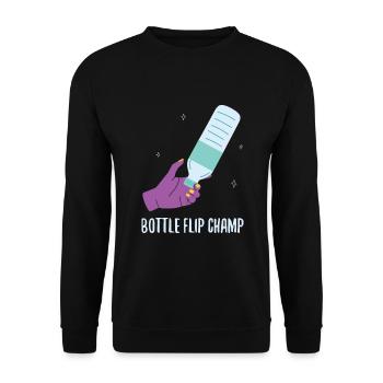 Bottle Flip Champ Flasche - Unisex Pullover - Schwarz - Vorne - Alina (178cm) & Michal (187cm)
