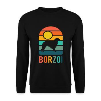 Borzoi Borzoi Retro Dog Pooch - Unisex Sweatshirt - black - Front - Alina (178cm) & Michal (187cm)