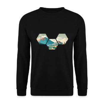 Géométrie de montagne Hexagone Nature Outdoor - Sweat-shirt Unisexe - noir - Devant - Alina (178cm) & Michal (187cm)