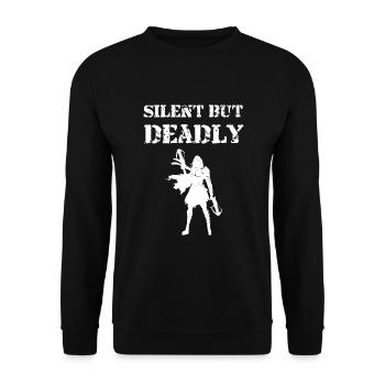 Crossbow Silent But Deadly Archery - Unisex Sweatshirt - black - Front - Alina (178cm) & Michal (187cm)
