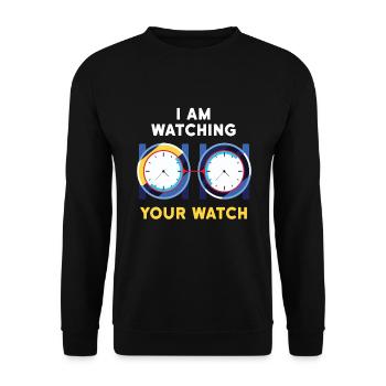 Je regarde votre montre manuelle - Sweat-shirt Unisexe - noir - Devant - Alina (178cm) & Michal (187cm)