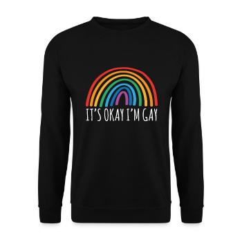Its Okay Im Gay Homosexuell Gay - Unisex Pullover - Schwarz - Vorne - Alina (178cm) & Michal (187cm)