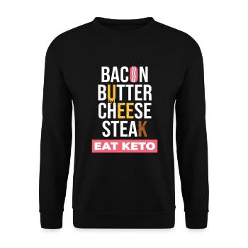 Mangez des aliments sains céto - Sweat-shirt Unisexe - noir - Devant - Alina (178cm) & Michal (187cm)