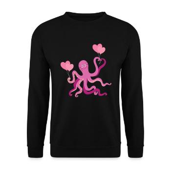 Octopus Heart Children Squid - Unisex Sweatshirt - black - Front - Alina (178cm) & Michal (187cm)