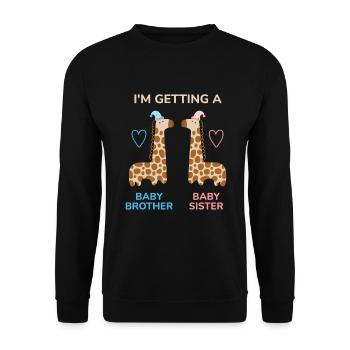 Getting Baby Brother Baby Sister Giraffe - Unisex Pullover - Schwarz - Vorne - Alina (178cm) & Michal (187cm)