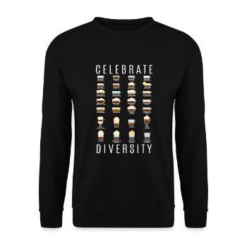 Celebrate Diversity Coffee Types Coffee - Unisex Sweatshirt - black - Front - Alina (178cm) & Michal (187cm)