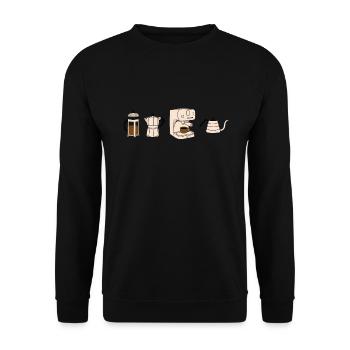 Kaffeemaschinen Kaffee Rösten - Unisex Pullover - Schwarz - Vorne - Alina (178cm) & Michal (187cm)
