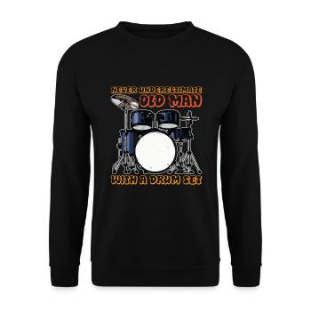 Vieil homme avec batterie - Sweat-shirt Unisexe - noir - Devant - Alina (178cm) & Michal (187cm)