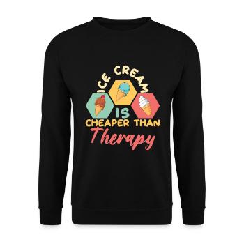 Ice Cream Cheaper Therapy Eiscreme Eis - Unisex Pullover - Schwarz - Vorne - Alina (178cm) & Michal (187cm)