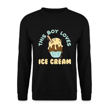 This Boy Loves Ice Cream Eiscreme Eis - Unisex Pullover - Schwarz - Vorne - Alina (178cm) & Michal (187cm)