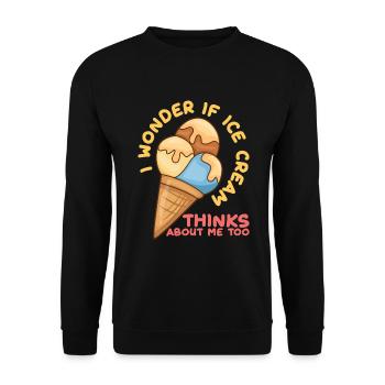 Ice Cream Thinks About Me Eiscreme Eis - Unisex Sweatshirt - black - Front - Alina (178cm) & Michal (187cm)