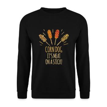 Corn Dog sa viande sur un bâton! Chien de maïs - Sweat-shirt Unisexe - noir - Devant - Alina (178cm) & Michal (187cm)