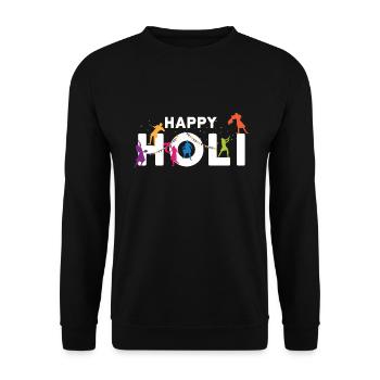 Happy Holi Farben Festival Gulal Phagwah - Unisex Pullover - Schwarz - Vorne - Alina (178cm) & Michal (187cm)