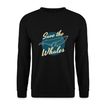 Blue Whale Save The Whales Whale Sea - Sweat-shirt Unisexe - noir - Devant - Alina (178cm) & Michal (187cm)
