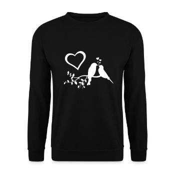 Heart Bird Love Birds - Unisex Sweatshirt - black - Front - Alina (178cm) & Michal (187cm)