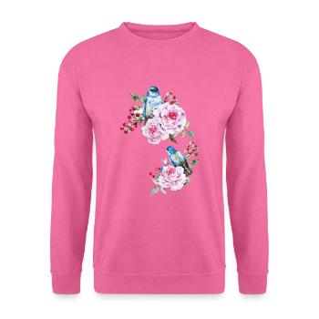 Blumen Vogel Floral Vögel - Unisex Pullover - Pink - Vorne