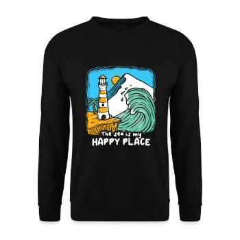 The Sea Is My Happy Place Lighthouse - Unisex Sweatshirt - black - Front - Alina (178cm) & Michal (187cm)