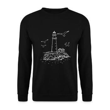 Vintage Leuchtturm - Unisex Pullover - Schwarz - Vorne - Alina (178cm) & Michal (187cm)