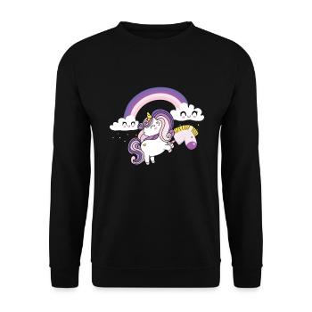 Einhorn Steckenpferd Hobbyhorsing - Unisex Pullover - Schwarz - Vorne - Alina (178cm) & Michal (187cm)