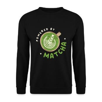 Powered By Matcha Grüntee Japanisch - Unisex Pullover - Schwarz - Vorne - Alina (178cm) & Michal (187cm)