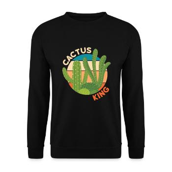 Cactus King Cactus Plant - Unisex Sweatshirt - black - Front - Alina (178cm) & Michal (187cm)