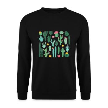 Cactus Gardener Cactus Plant - Unisex Sweatshirt - black - Front - Alina (178cm) & Michal (187cm)
