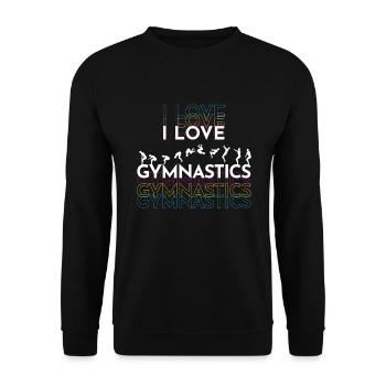 I Love Gymnastics Gymnastik Turner - Unisex Sweatshirt - black - Front - Alina (178cm) & Michal (187cm)