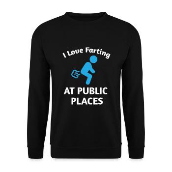 I Love Farting At Public Places Furz - Unisex Pullover - Schwarz - Vorne - Alina (178cm) & Michal (187cm)