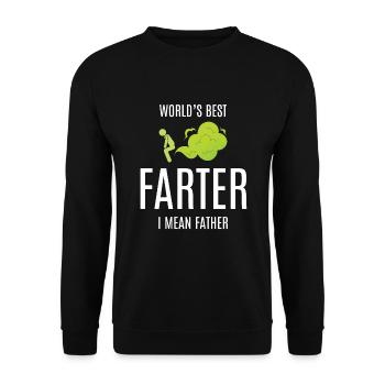 Worlds Best Farter Furz Papa Vater - Unisex Pullover - Schwarz - Vorne - Alina (178cm) & Michal (187cm)