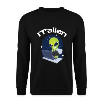 ITalien Alien Informatiker Hacker Coder - Unisex Pullover - Schwarz - Vorne - Alina (178cm) & Michal (187cm)
