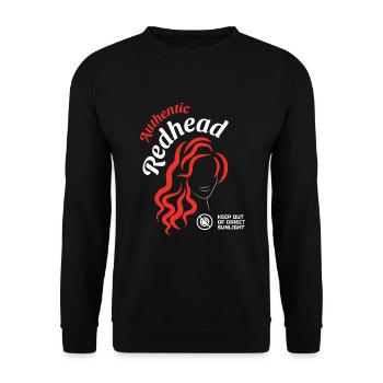 Rothaarig Authentic Redhead Rote Haare - Unisex Pullover - Schwarz - Vorne - Alina (178cm) & Michal (187cm)