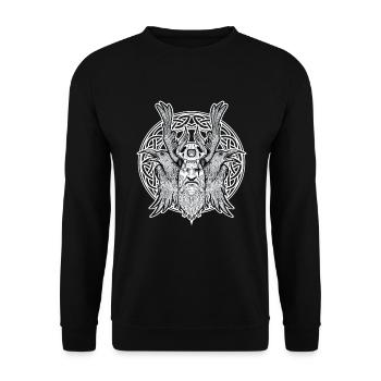 Raven Odin Norse Mythology Rune - Unisex Sweatshirt - black - Front - Alina (178cm) & Michal (187cm)