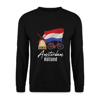 Nehterlands flag windmill Netherlands - Unisex Sweatshirt - black - Front - Alina (178cm) & Michal (187cm)