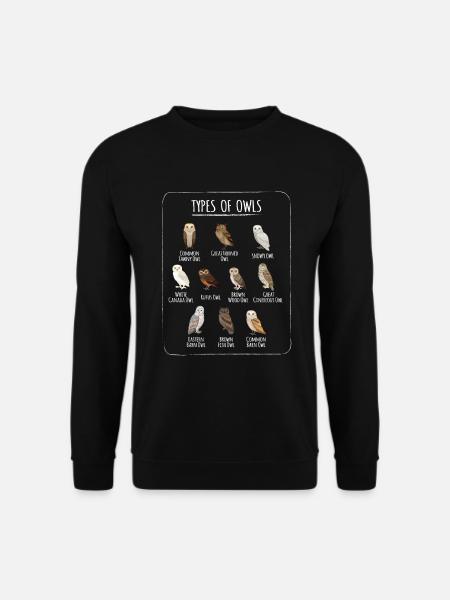 Types Of Owls Eule Vogel Eulen Vögel - Unisex Pullover - Schwarz