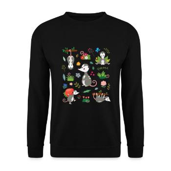 Opossum Kinder Süß - Unisex Pullover - Schwarz - Vorne - Alina (178cm) & Michal (187cm)