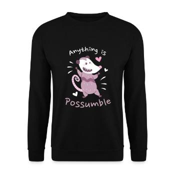Anything Is Possumble Opossum - Unisex Pullover - Schwarz - Vorne - Alina (178cm) & Michal (187cm)
