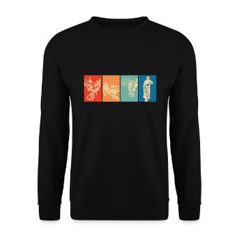 Motocross Retro Motorcycle Biker Bike - Unisex Sweatshirt - black - Front - Alina (178cm) & Michal (187cm)