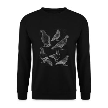 Tauben Arten Taube - Unisex Pullover - Schwarz - Vorne - Alina (178cm) & Michal (187cm)