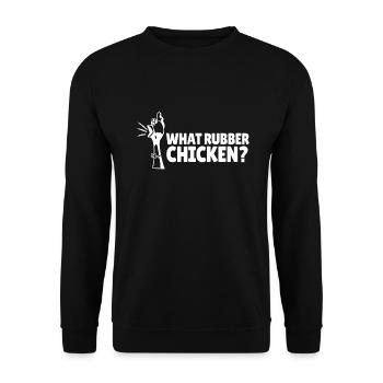 What Rubber Chickens Gummihuhn - Unisex Pullover - Schwarz - Vorne - Alina (178cm) & Michal (187cm)