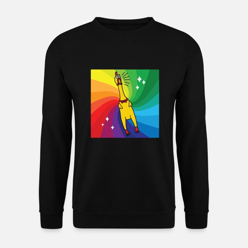 Rubber Chickens Regenbogen Gummihuhn - Unisex Pullover - Schwarz