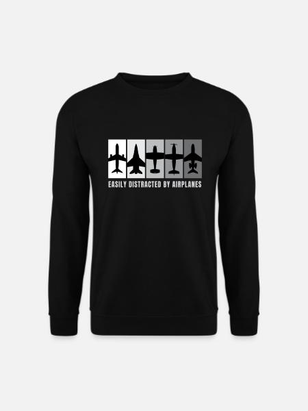 Easily Distracted By Airplanes Flugzeug - Unisex Pullover - Schwarz