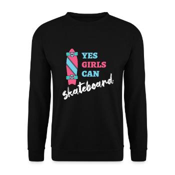 Oui les filles peuvent skateboard skater - Sweat-shirt Unisexe - noir - Devant - Alina (178cm) & Michal (187cm)