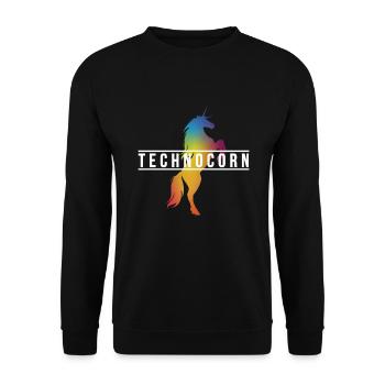 EDM Technocorn Unicorn Festival Music - Unisex Sweatshirt - black - Front - Alina (178cm) & Michal (187cm)