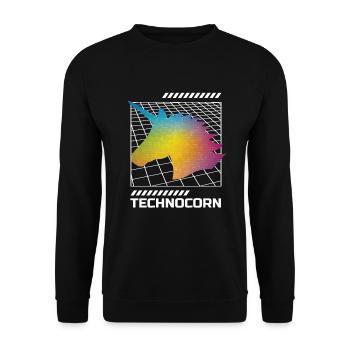 EDM Technocorn Unicorn Festival Music - Unisex Sweatshirt - black - Front - Alina (178cm) & Michal (187cm)