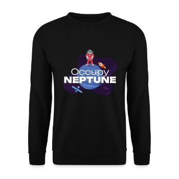 Neptun Occupy Planet Weltall - Unisex Pullover - Schwarz - Vorne - Alina (178cm) & Michal (187cm)